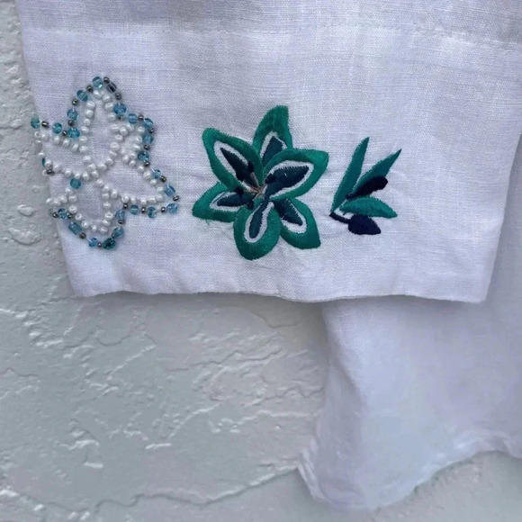 Jm Collection Womens Embroidered Gauze Blouse White Sz 16 - Picture 12 of 15